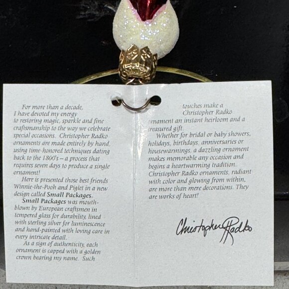 Christopher Radko Disney Catalog Exclusive "Small Packages” Pooh & Piglet 1999 - Picture 10 of 12